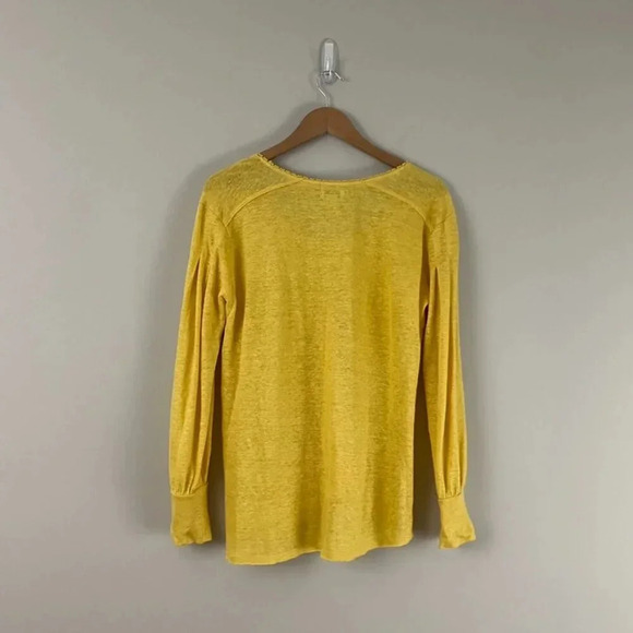 Sundance Canary Yellow Linen Long Sleeve Top Size Small - Picture 2 of 5